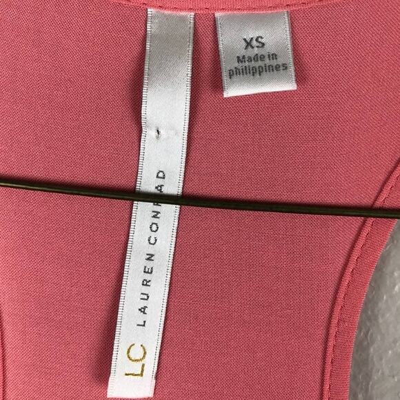 LC Lauren Conrad Pink Drawstring Lace Overlay Lightweight Racerback Tank Dress - Picture 2 of 5